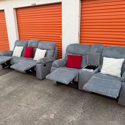 Set Color Gris 🩶🩶 Reclinable Está Nueva En Sus Cajas Precio Firme No Delivery 