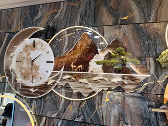 Decorative Wall Clock with LED Light Art Panel