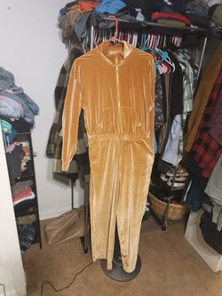 FABLETICS VELVET LONG SLEEVE JUMPSUIT W/ POCKETS