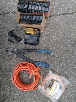 10/2 Wire (25ft), 6 Awg Copper Wire (25ft), Square D Breakers, Dewalt Battery Charger, Bolt Cutters (Kobalt)