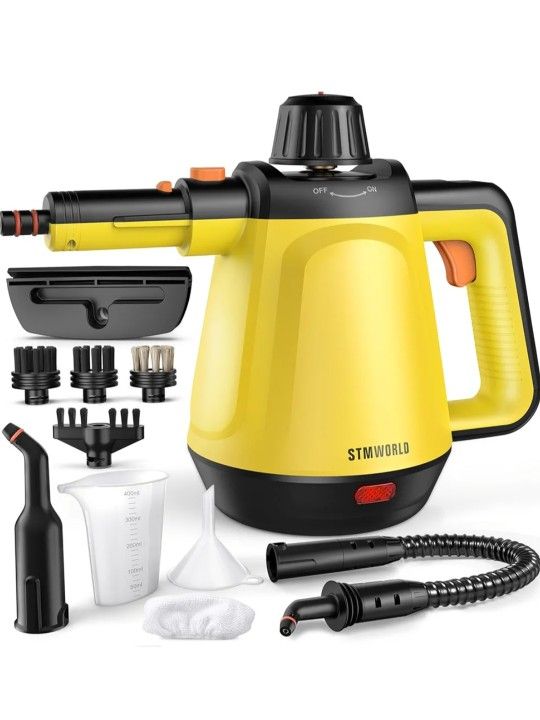 Natural Multi-Surface Handheld Steam Cleaner with 10 Accessories, 13.5OZ Pressurized Multipurpose On Demand Steam Cleaner for Home, Steamer