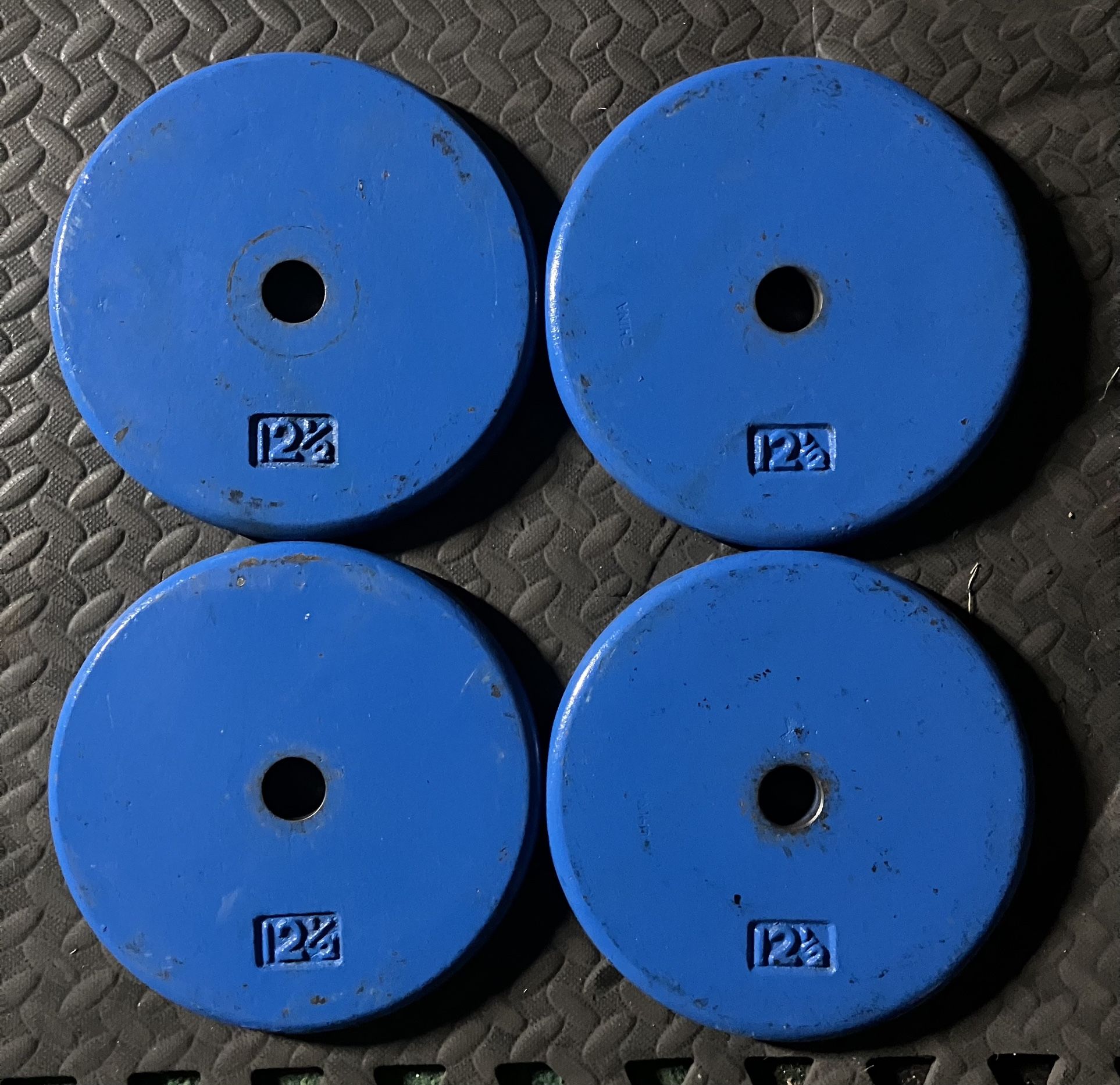 12.5 lb x4 Standard 1” weight plate set lbs weights 12.5lb 12.5lbs Cast Iron plates Flat Pancake style