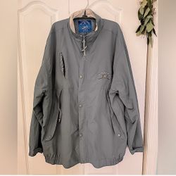 Men's Casual Gray Blue Zip Up Multi Pocket Long Sleeve Windbreaker Jacket