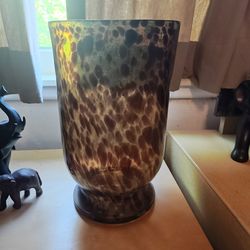 Amber Tortoise Shell Handblown Art Glass Tumbler / Vase
