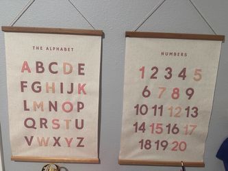 Embroidered Numbers Poster Framed with Wood Hanger
