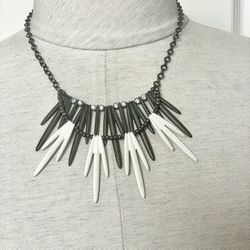 Brass Tone And Cream Double Strand Statement Necklace 