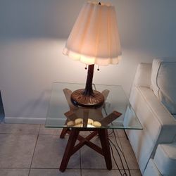 Matching Set Beautiful Matching Pair 2 End Tables wood base square glass top