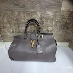 Yves Saint Laurent Dark Grey Leather Medium Cabas ChYc Bag