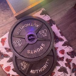Cast Iron 35 Lb Olympic Weight Plates (2)