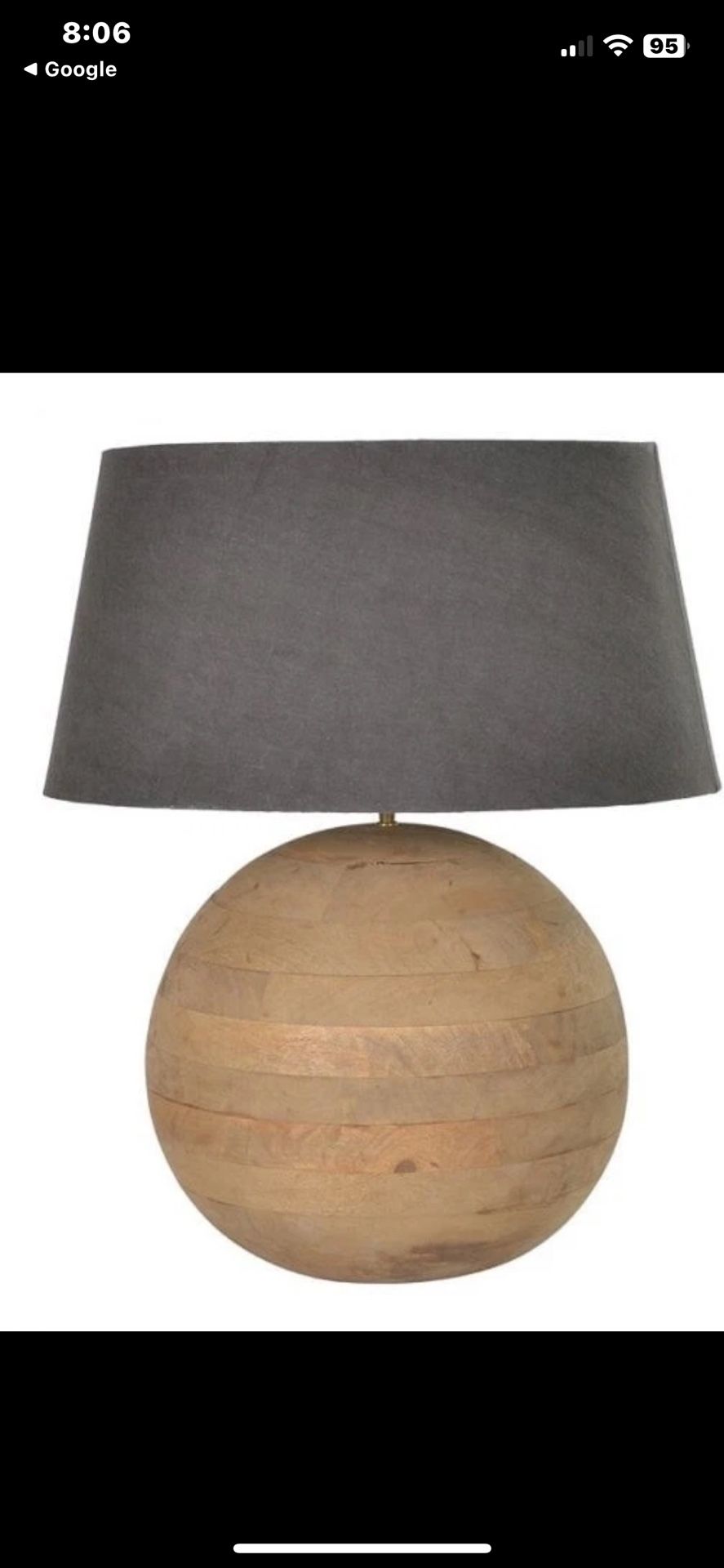 Solid wood spherical lamp (lampshade Not Included)