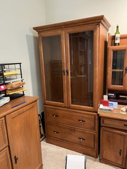 Glass Front Curio with File Drawers