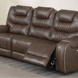Brand New Brown Luxury Power Recliner Sofa In Box
