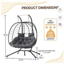 Hanging egg chair color green for two persons $80