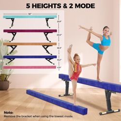 Balance Beam Adjustable 8ft, High and Lower Floor Beam Gymnastics Equipment for Kids Children, Gymnastics Beam with Legs for Home, Professional Traini