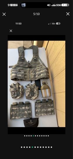 10 Pcs US Military RIFLEMAN SET MOLLE ll FLC Vest ACU And Accessories Pouches