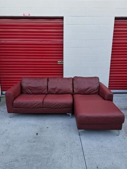 Red Leather Sectional Sofa 