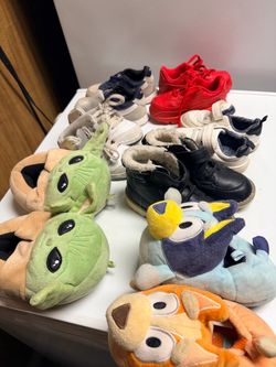 Toddler Nike Bluey shoes, toys, blankets