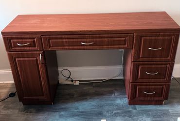Computer Desk with 5 Drawers & Cabinet