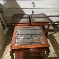 Glass top Coffee Table And Side Tables 