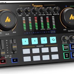 Audio Interface, MaonoCaster 10-Channel Podcast mixer with Pro-preamp, 48V Phantom Power, Bluetooth