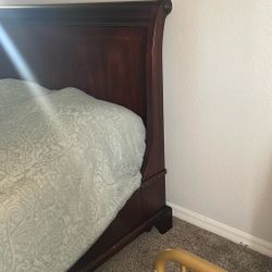 King Sized Wood Frame Mattress, And Metal Boxspring