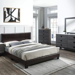 Twin brown faux leather bed frame