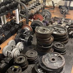 Weights/Olympic plates, standard plates, Dumbbells, bars!!