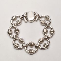 P.R. Ladies Sterling Silver Modernist Oval Link Bracelet 6 7/8" 25.3 Grams .925 Italy