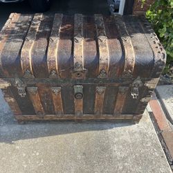 Antique  Trunk  Chest   34 Length X 20 Wide X 24  Height  Inches .