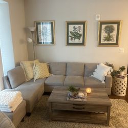 Light Gray Sectional Sofa w/ Storage Ottoman 