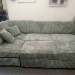New Corduroy Sectional Couch with Storage Ottoman, USB and Chaise! Includes Free Delivery 🚚!