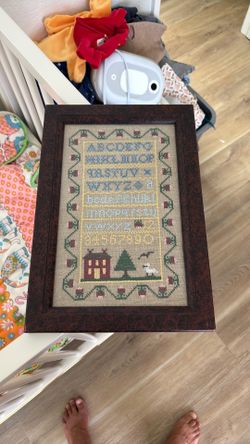 VINTAGE cross stitched picture