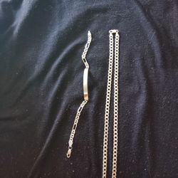 Sterling Silver Necklace And Bracelet 