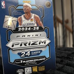 Panini prizm box with football cards and basketball