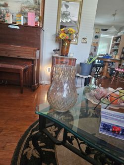 Large Gold tinted glass flower vase