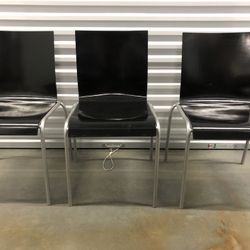 Set of 3 Metal/Wood Chairs