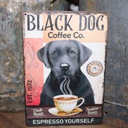 NEW! Black Dog Coffee Co. Metal Farmhouse Wall Decor Sign 