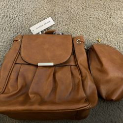 Faux Brown Leather Backpack w/ additonal Clutch - BRAND NEW