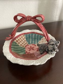 Fitz & Floyd Scotty dog Christmas candy dish