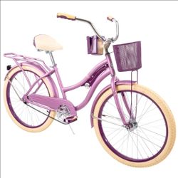 Girl's Classic Cruiser Bike 24" Perfect Fit Steel Frame Comfort Ride, Purple