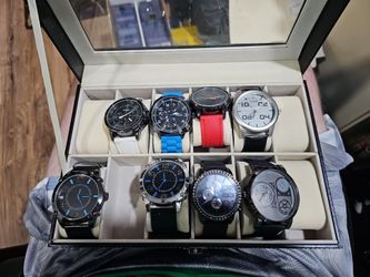 Total of 8 big face watches with 10 slot case