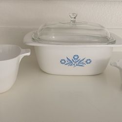Vintage Corningware Blue Cornflower Dutch Oven & 2 Small Casserole Dishes ✨$60 For SET✨