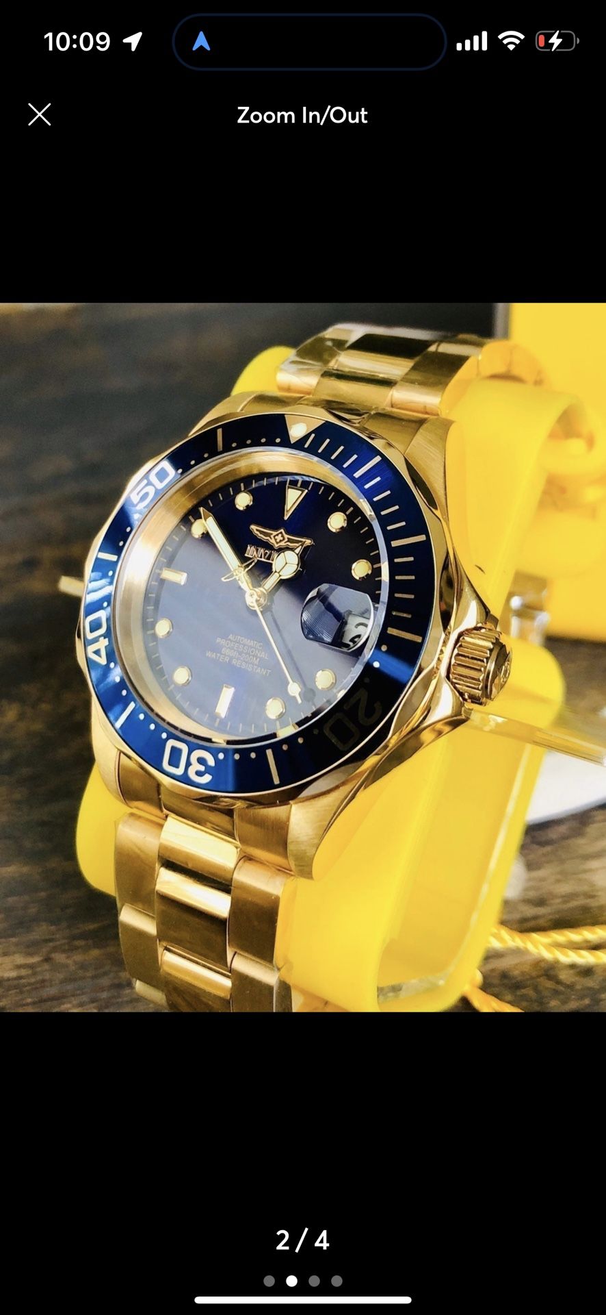 Invicta Watches For Men 40mm Automatic Gold Blue Two Tone Brand New 100% Authentic