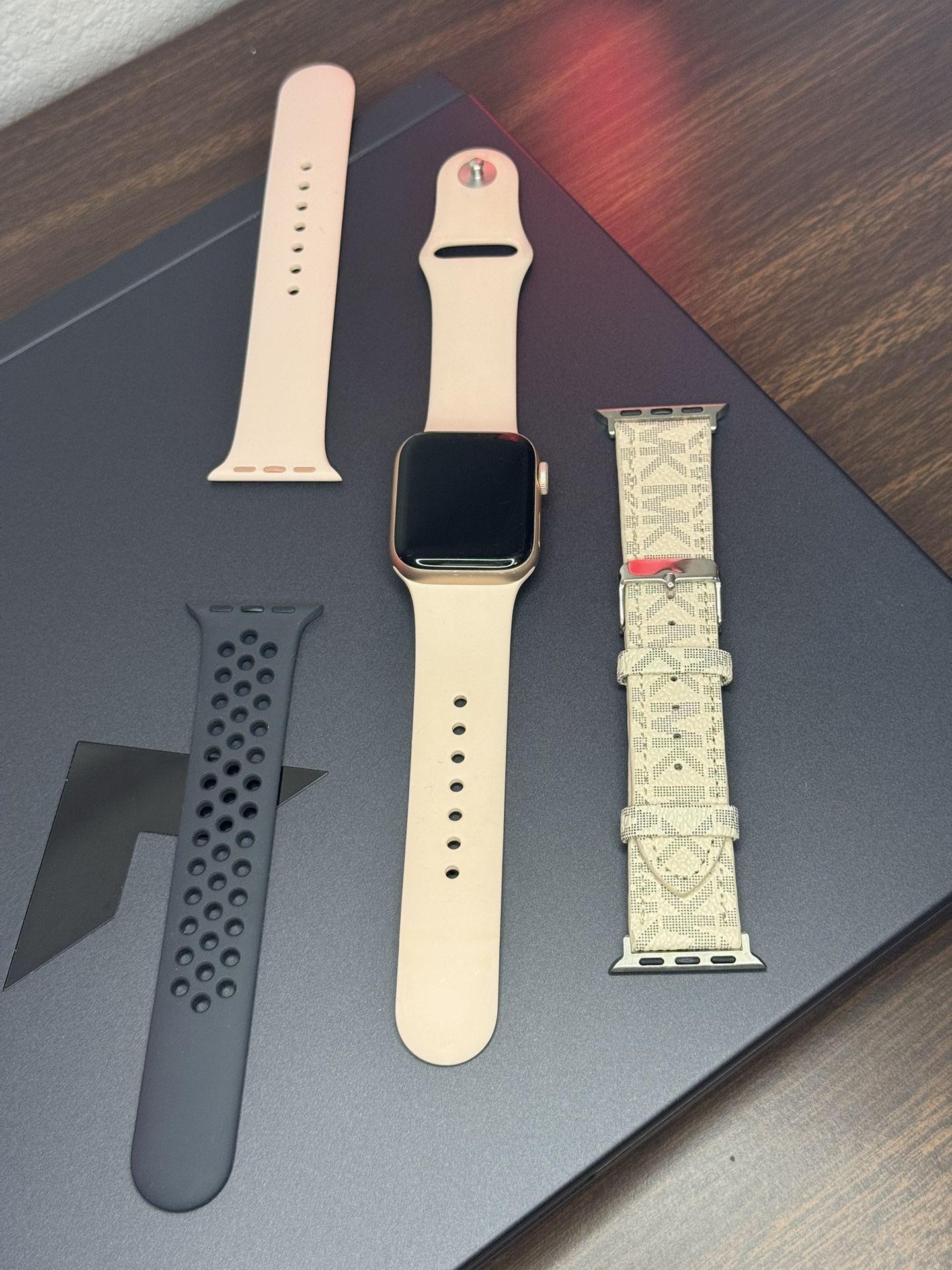 Series 5 Apple Watch • 40mm Rose Gold Aluminum • MK Designer + Nike Bands • Apple Charger Included