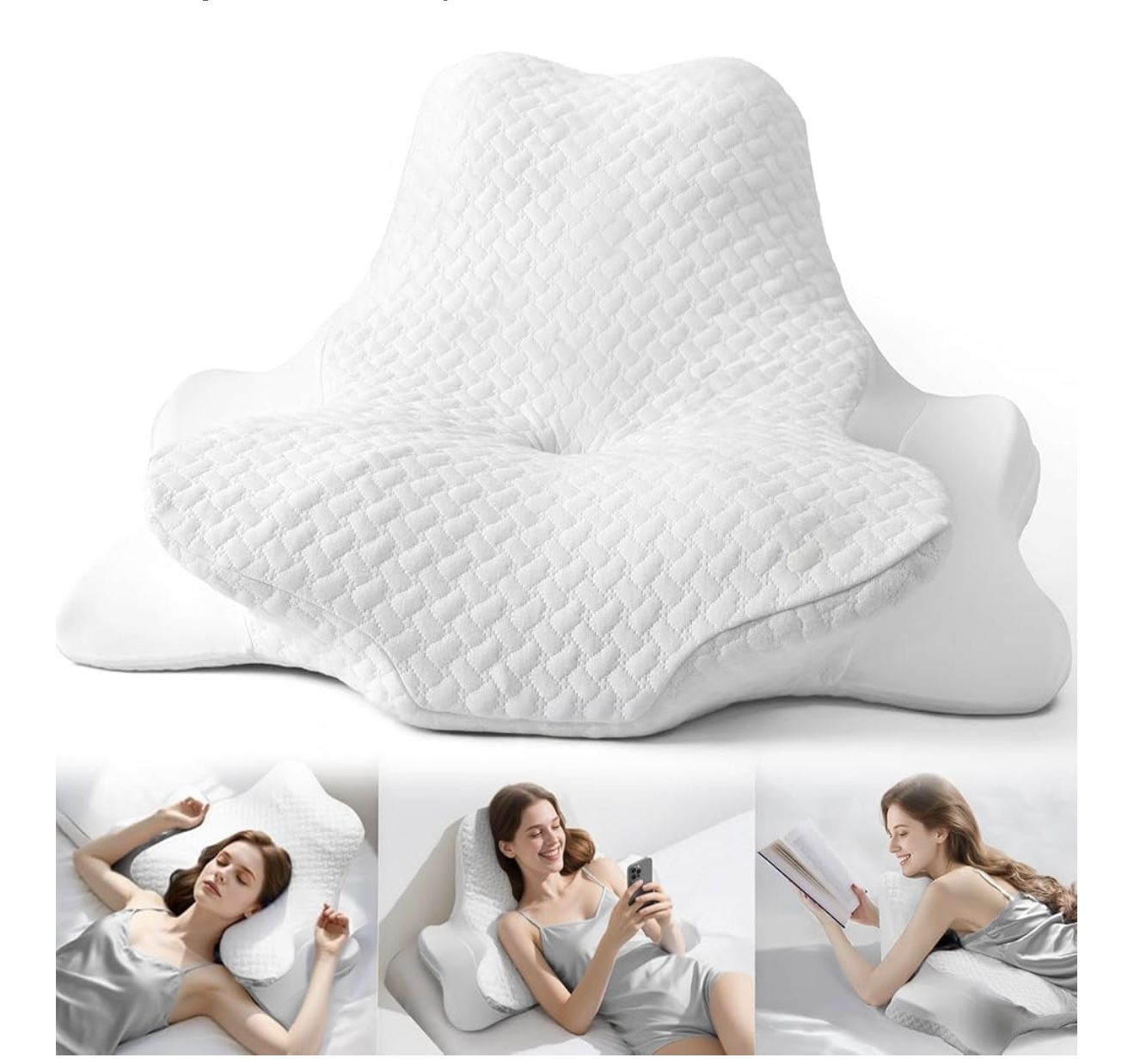 Cervical pillow for neck pain relief, ergonomic memory foam pillows for cervical support, side-sleeping pillows for adults, orthopedic pillow.