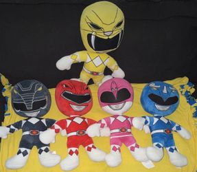 Franco Power Rangers Plush Lot of 5 Washable 6-14in Red Blue Pink Yellow 2017