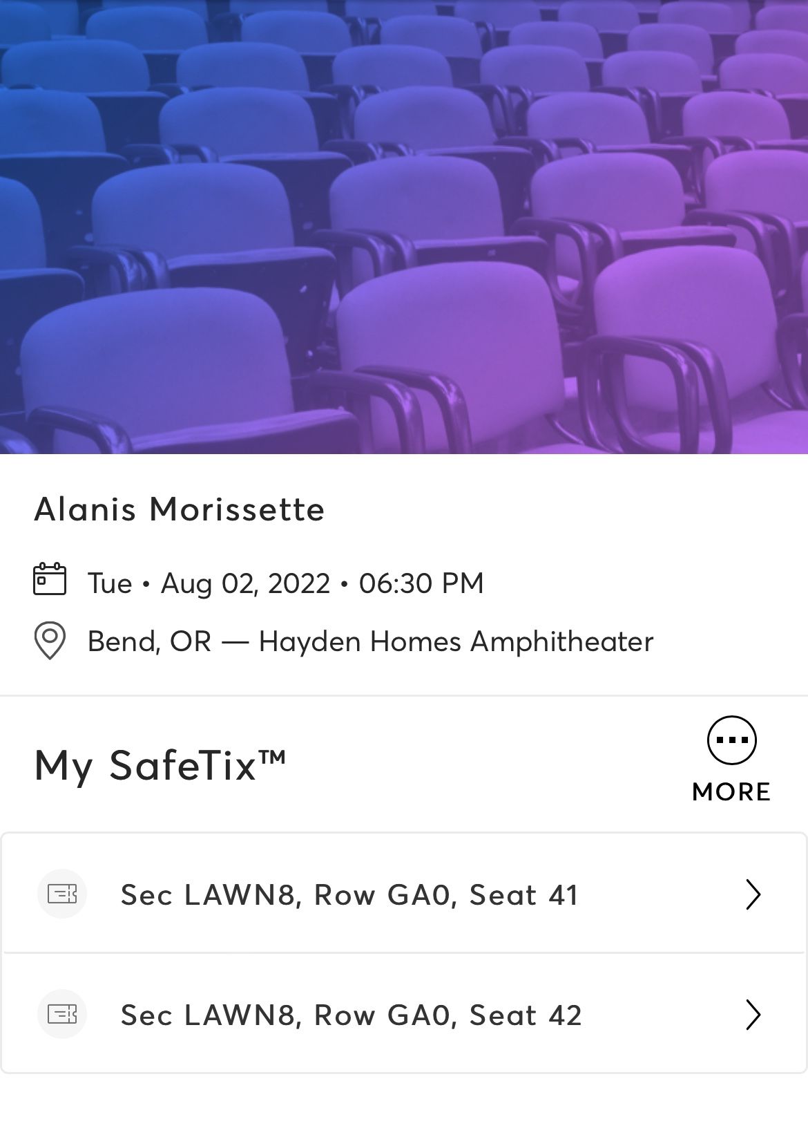 Alanis Morissett tkts (Bend OR Amphitheater)