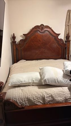 Ornate Wood Carved King Bed Frame