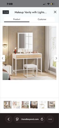 White wooden and steel vanity