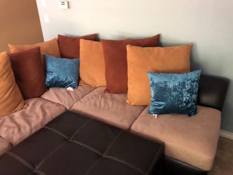 Sectional couch with ottoman and chair